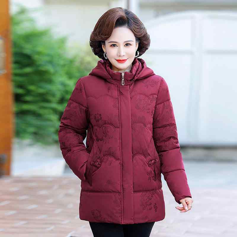 綿入りコート レディース 中老年 女性用 ゆったり 厚手 あったか ジャケット トップス ママ 婦人服 アウター 赤色 紫色 XL 2XL 3XL 4XL 5XL 6XL