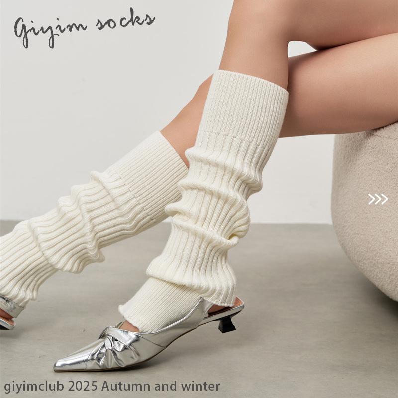 靴下 レディース ニーハイソックス レッグウォーマー アクリル 無地 通気性 秋冬 高筒 カーキ色 オート..