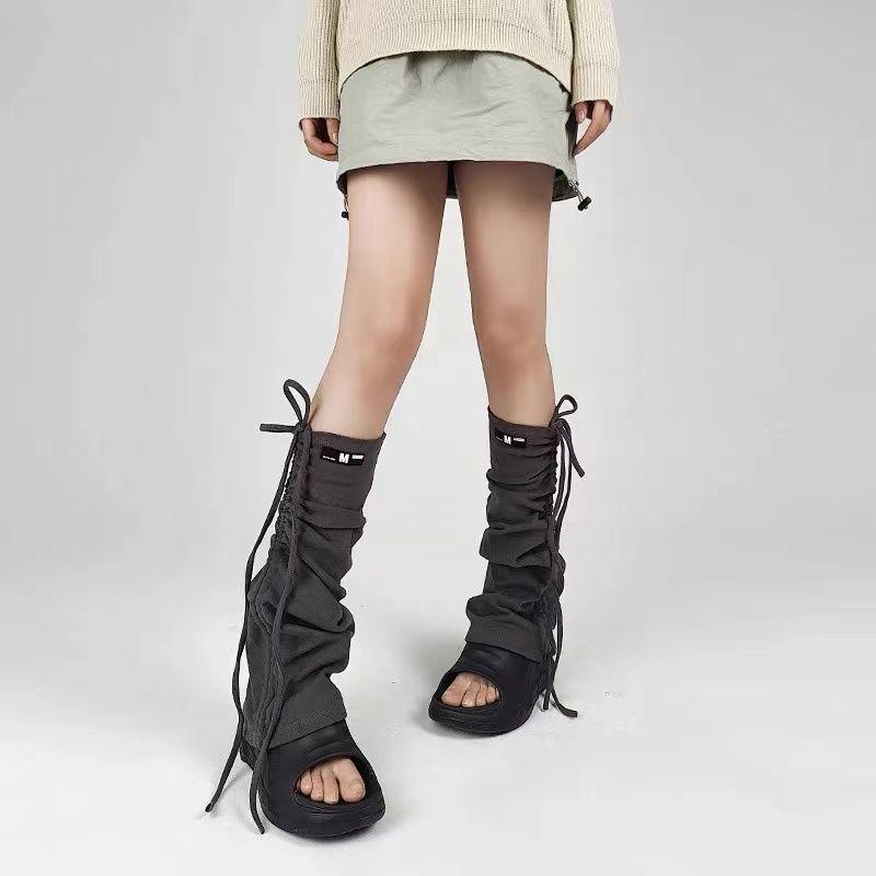 靴下 レディース Y2K レッグウォーマー ルーズソックス アクリル コットン 混紡 無地 高筒 ギャル 秋冬..