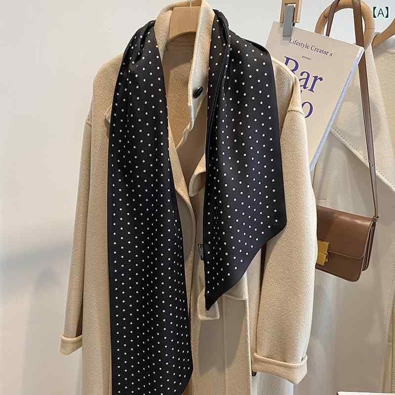 マフラー レディース ストール 秋冬 黒 白 ドット柄 仿丝毛 暖かい 防寒 韓国風 長方形 160cm 20cm か..