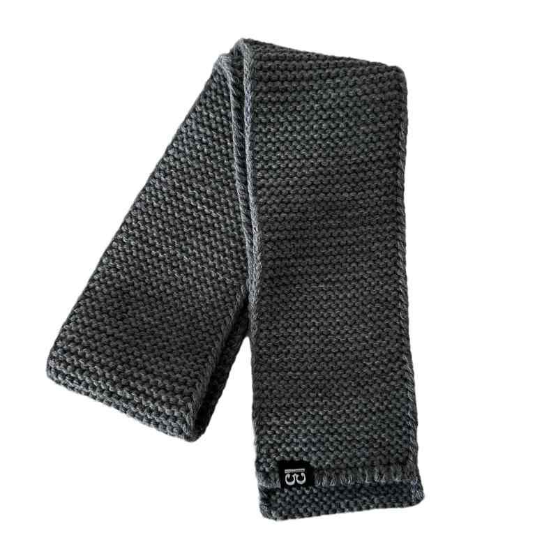 マフラー キッズ 秋冬 ニット 厚手 防寒 百搭 子供 学生 灰色 112cm 10cm