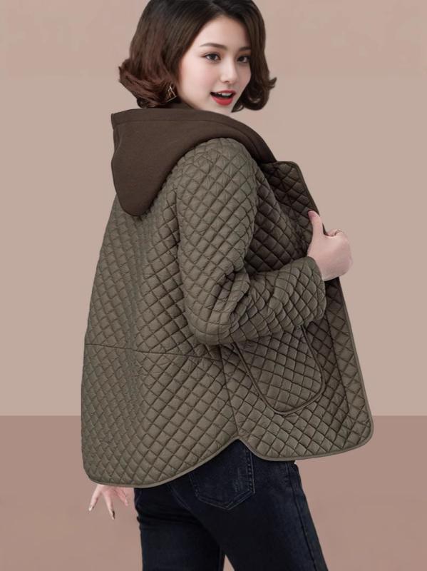 綿入りジャンパー レディース 秋冬 ファッション ミドルエイジ ママ 厚手 フード付き ゆったりサイズ ..