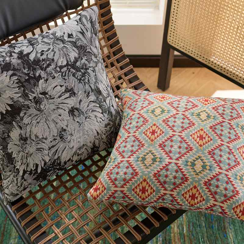 クッションカバー モネ 油絵風 花柄 提花 織り ソファ クッション フロアクッション 民宿 ポリエステル..