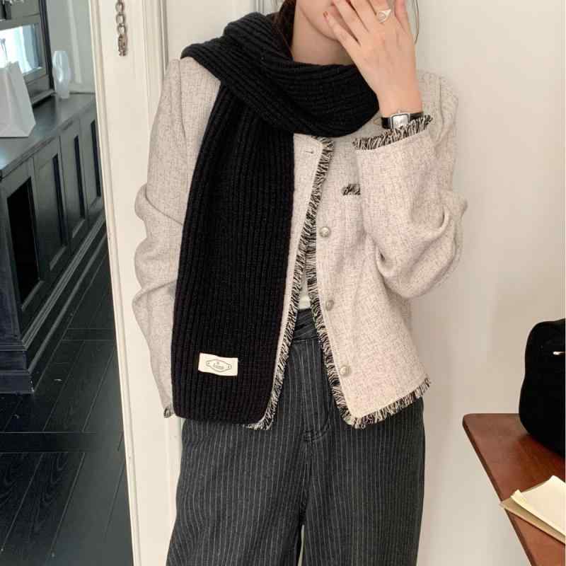 マフラー レディース 秋冬 保温 防寒 ストール 纯色 無地 厚手 ネックウォーマー 高級感 韓国風 かわいい 合わせやすい ショール ポリエステル チョコレート色 グレー ブラック