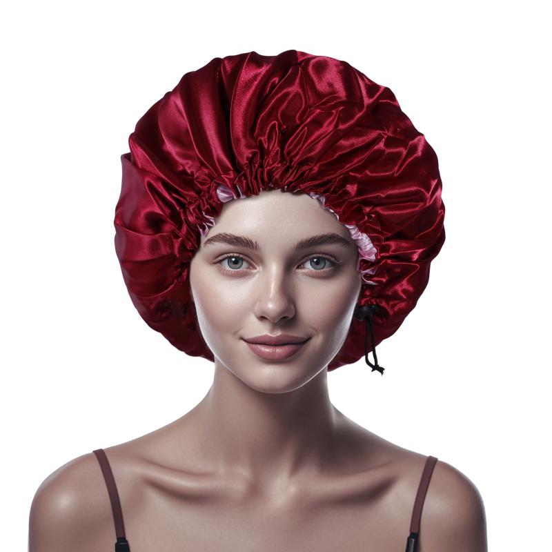 ナイトキャップ レディース ヘアケア 睡眠用 帽子 ポリエステル ワインレッド カーキ色 調整可能