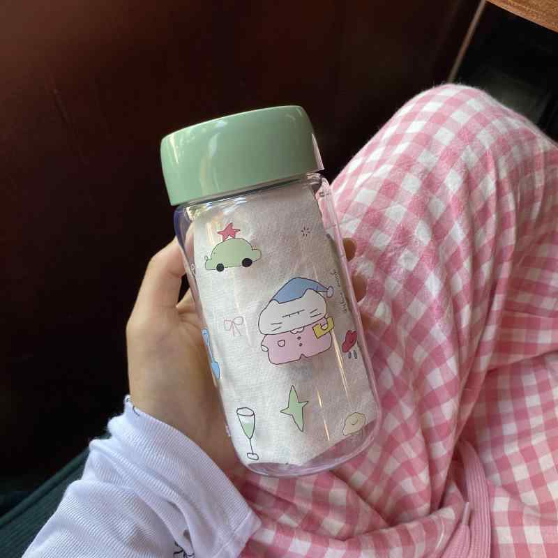 タンブラー プラスチック製 420ml カートゥーン 猫 ねこ Tritan 携帯 環境保護 耐熱 グリーン