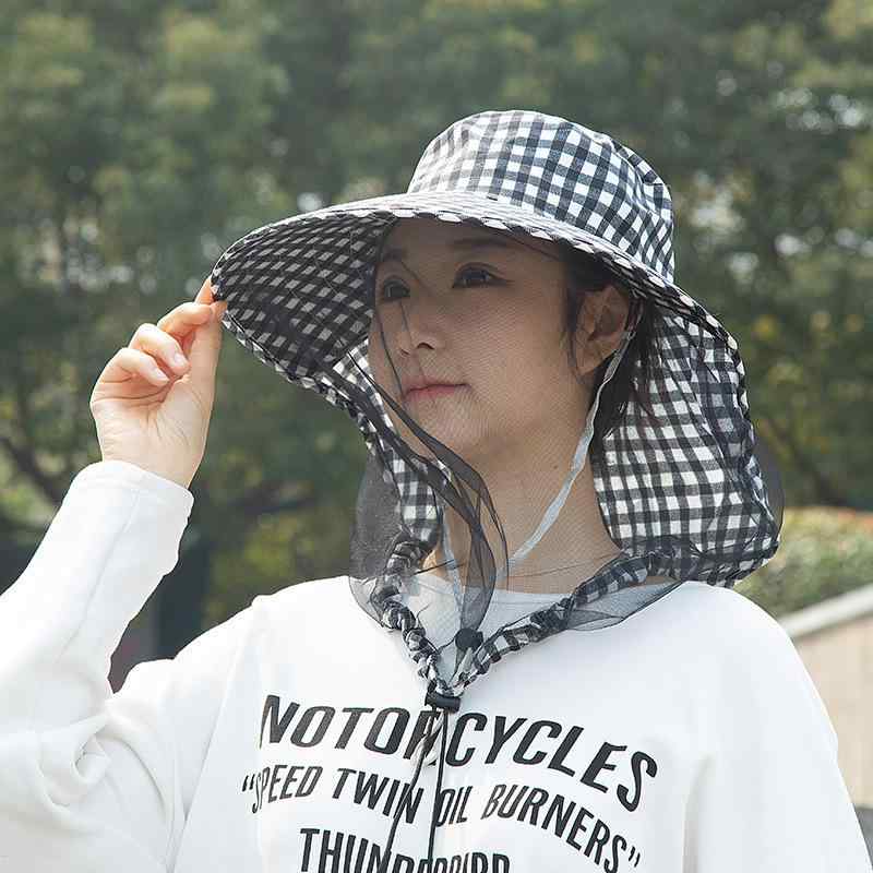 麦わら帽子 男女兼用 春夏用 虫除け 日よけ 帽子 アウトドア 釣り 露营 茶摘み 大檐帽子 ブルー系 リー..