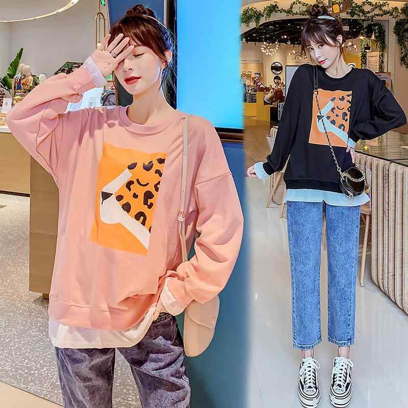 授乳服 レディース マタニティウェア コットン 長袖 トレーナー 産後 授乳口付き ラウンドネック ゆっ..