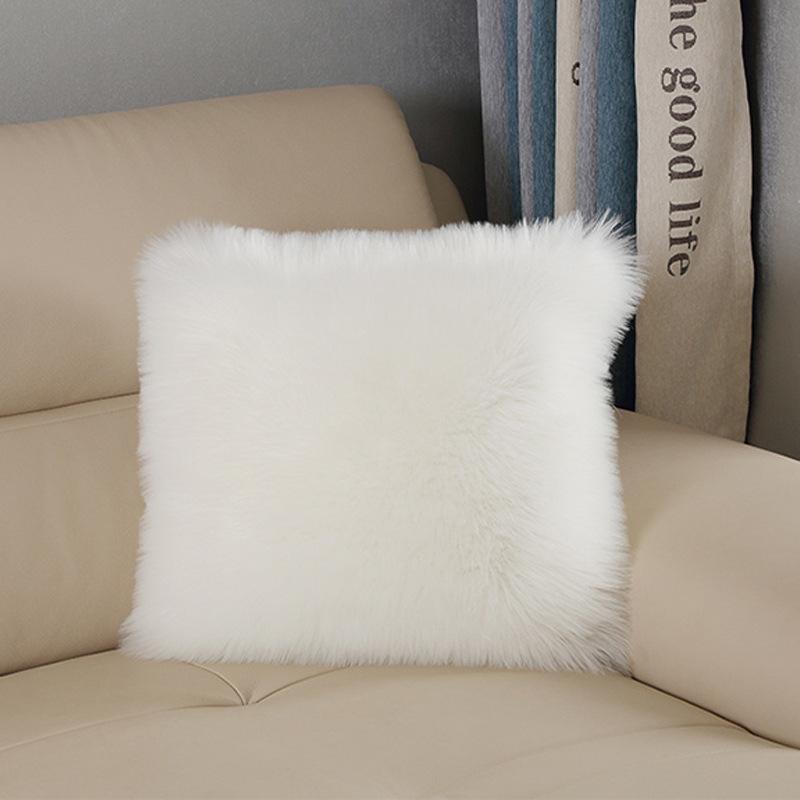 クッション レディース 北欧風 長毛 抱き枕 カバー ソファ ベッド 背もたれ ふわふわ 無地 かわいい 白色 灰色 ピンク系 パープル