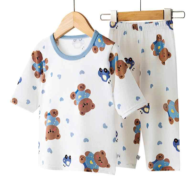 子供服 パジャマ 薄手 半袖&7分丈パンツ 2点セット 綿100％ かわいい アニマル柄 部屋着 ルームウェア 男の子 女の子 90 100 110 120 130 140 春夏