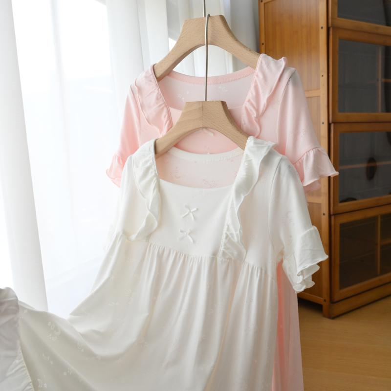 パジャマ・ルームウェア 女の子 小学生 高学年 半袖 ワンピース キッズ 子供 寝巻き 薄手 接触冷感 かわいい 粘纤 140 150 160 170 180