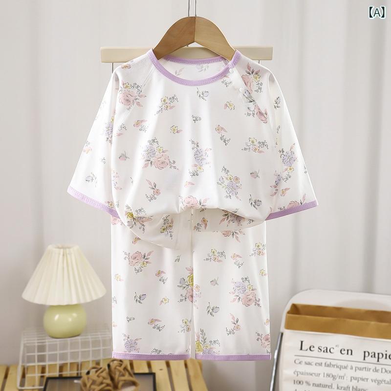 子供用パジャマ 天竺綿 上下セット 春夏 薄手 ベビー 男の子 女の子 ルームウェア 寝巻き かわいい 吸..