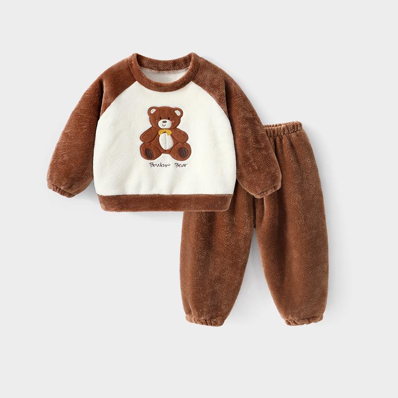 パジャマ キッズ 秋冬 ベビー 子供用 珊瑚フリース 厚手 上下セット 暖か 部屋着 寝間着 男の子 女の子 テディベア ピーチ ウサギ アヒル パンダ 恐竜