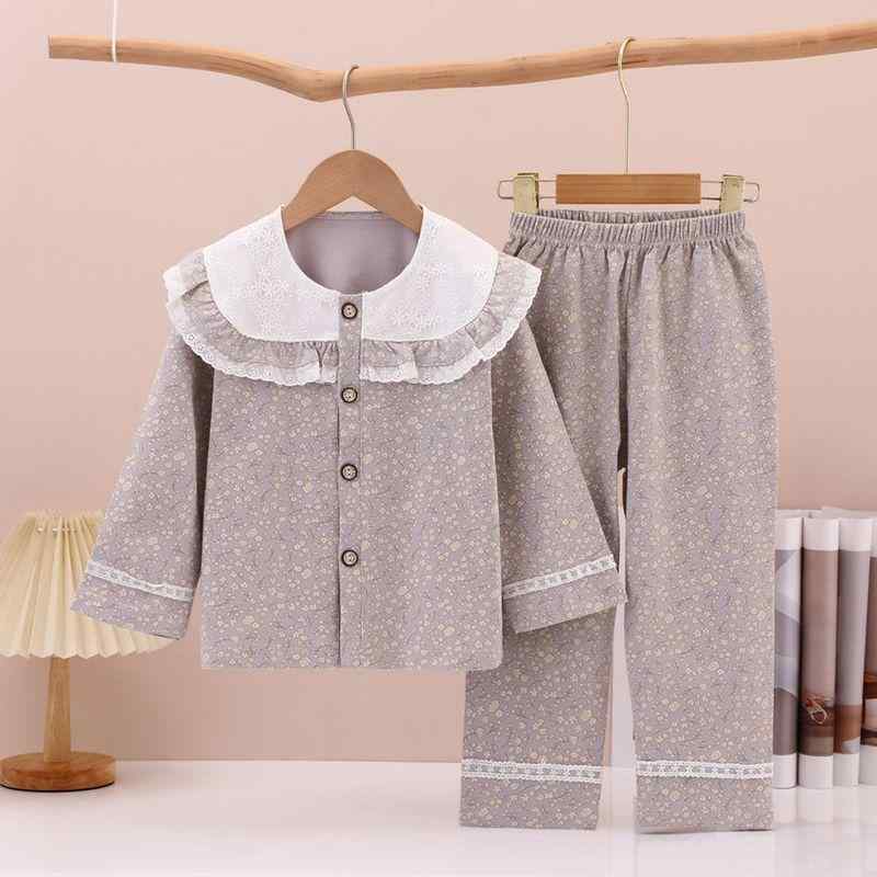 子供用パジャマ 女の子 長袖 ルームウェア 春秋 プリンセス風 綿100％ 小学生 中学生 パジャマセット 薄黄色 ピンク系 グレー アイボリー 100 110 120 130 140 150 160