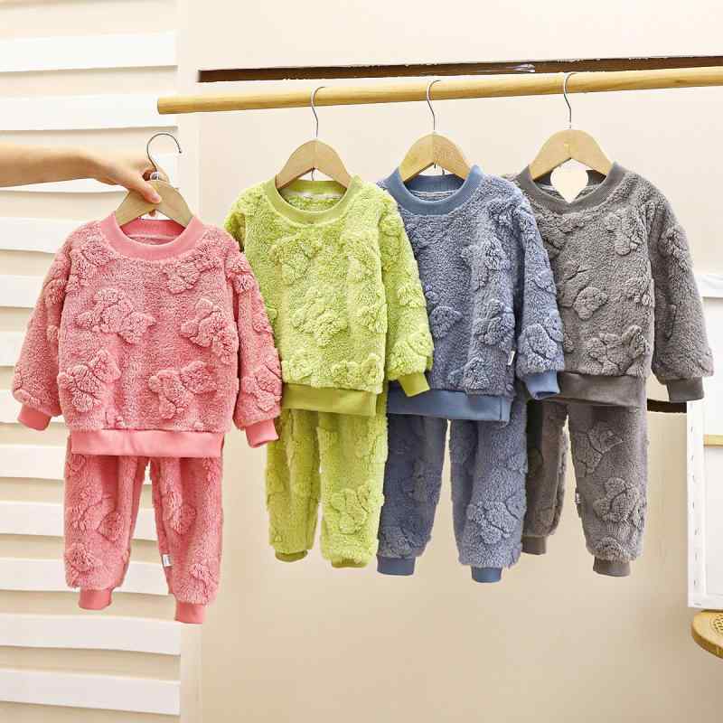 子供用パジャマ 上下セット 男の子 フランネル 厚手 秋冬 暖かい 部屋着 ルームウェア ポリエステル