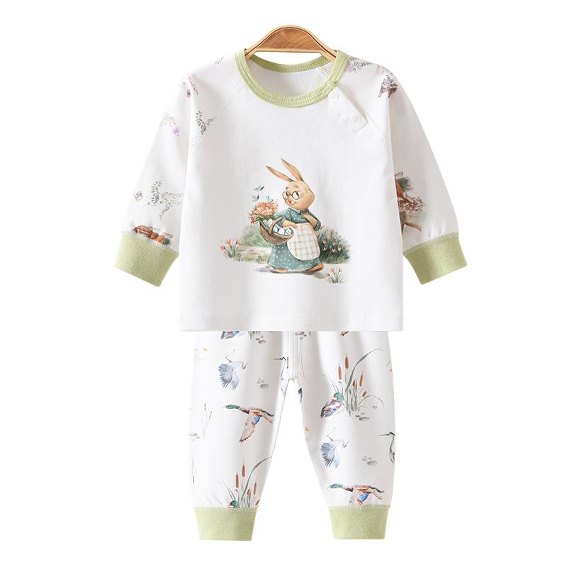 ベビー服 長袖 トップス パンツ 上下セット 春秋 新生児 男女兼用 子供 綿100% パジャマ ルームウェア かわいい 保温 アフタヌーンティー柄 アイスエイジ柄 66cm 73cm 80cm 90cm 100cm 110cm