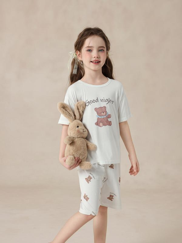 子供服 女の子 パジャマ 上下セット 半袖 トップス 長ズボン 短パン スカート 4点セット かわいい アニマル柄 プリント 薄手 接触冷感 吸湿速乾 部屋着 寝間着 ルームウェア 幼稚園 保育園 小学生 春夏