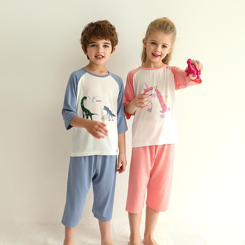 子供用ルームウェア 上下セット 女児 男児 ベビー パジャマ 薄手 半袖 短パン モダール 接触冷感 吸湿速乾 かわいい おしゃれ 部屋着 寝間着 春夏