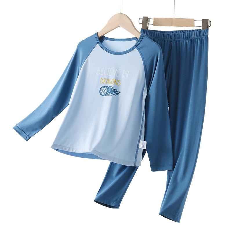 子供服 キッズ 男の子 パジャマ 長袖 長ズボン 上下セット ライクラコットン 綿混紡 あったか 保温インナー 春秋 薄手 110 120 130 140 150 160 170