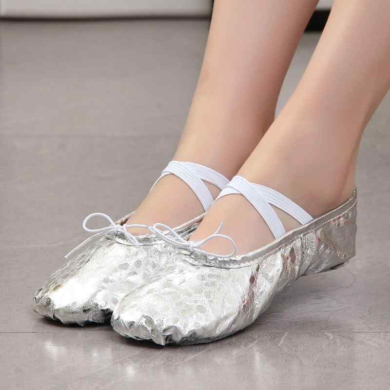 ダンスシューズ キッズ 女の子 バレエシューズ レッスン 練習用 猫爪 柔らかい 皮革 ゴールド 発表会 ..