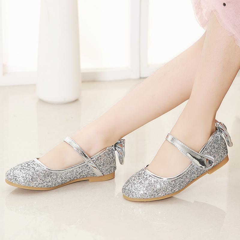 靴 子供靴 女の子 バレエシューズ フラットシューズ ゴールド シルバー グリッター スパンコール プリ..
