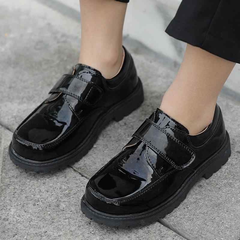 靴 キッズ 男の子 フォーマル シューズ 子供 黒色 漆面 人工皮革 中帮 ゴム底 滑り止め 普段使い 卒園..