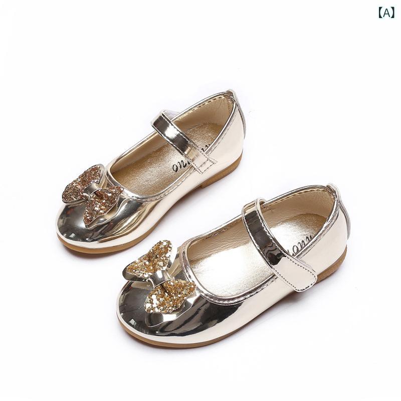 靴/ブーティ キッズ/子供 女の子 バレエシューズ ダンスシューズ グリッター ラメ リボン飾り ローカッ..