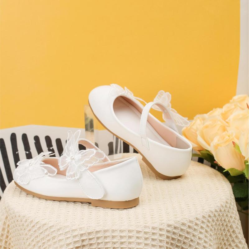 子供靴 メリージェーン 女の子 レース リボン プリンセスシューズ ソフトボトム 白 フォーマル靴 発表..