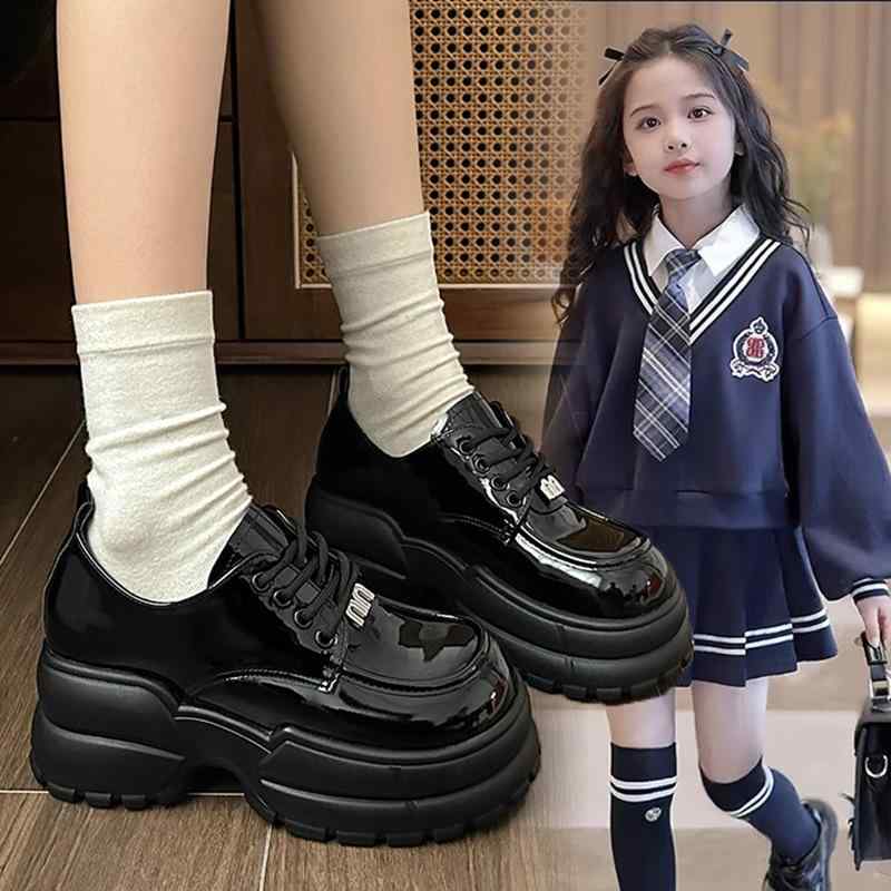 靴 子供靴 女の子 厚底 ローファー フォーマル靴 ダンスシューズ PU 橡胶 防水台 滑り止め 耐摩耗性 無..