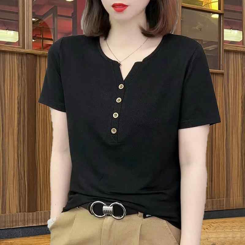 Tシャツ レディース 大きいサイズ Vネック 半袖 カットソー リブ 伸縮性 プルオーバー チュニック 接触..