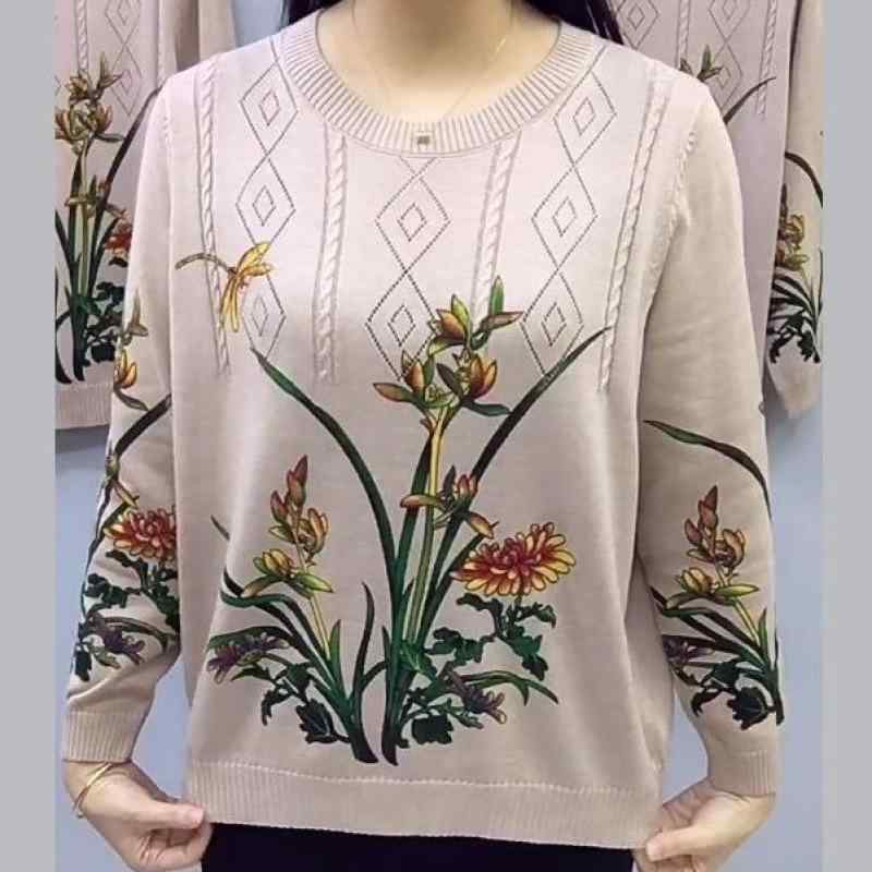 ニット レディース ニットトップス ラウンドネック プルオーバー ゆったり チュニック ミセス シニア向..