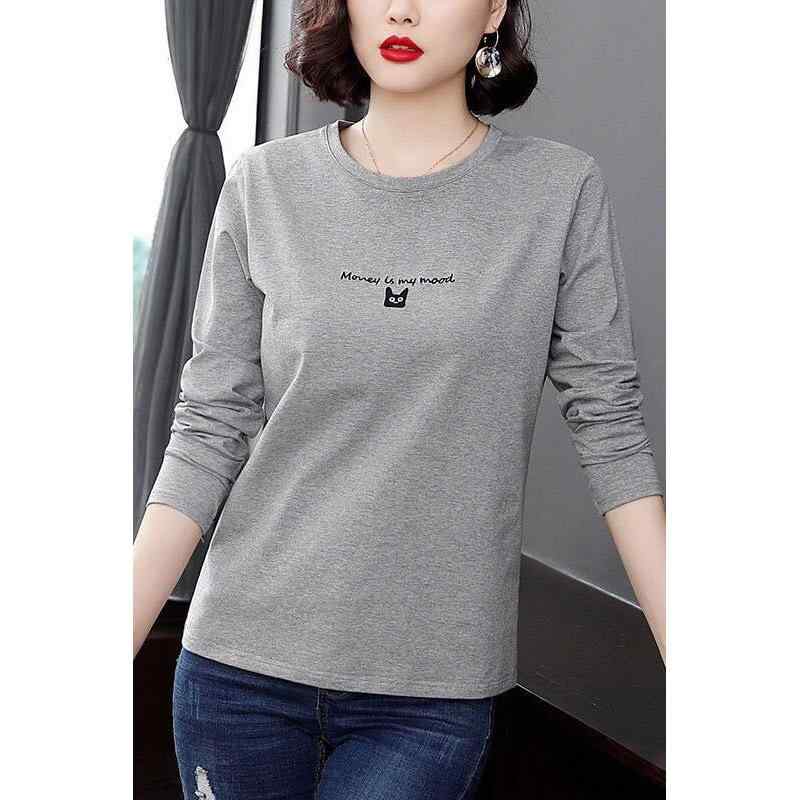 Tシャツ レディース 大码 長袖 綿100% カットソー ゆったり 体型カバー ラウンドネック プルオーバー ..