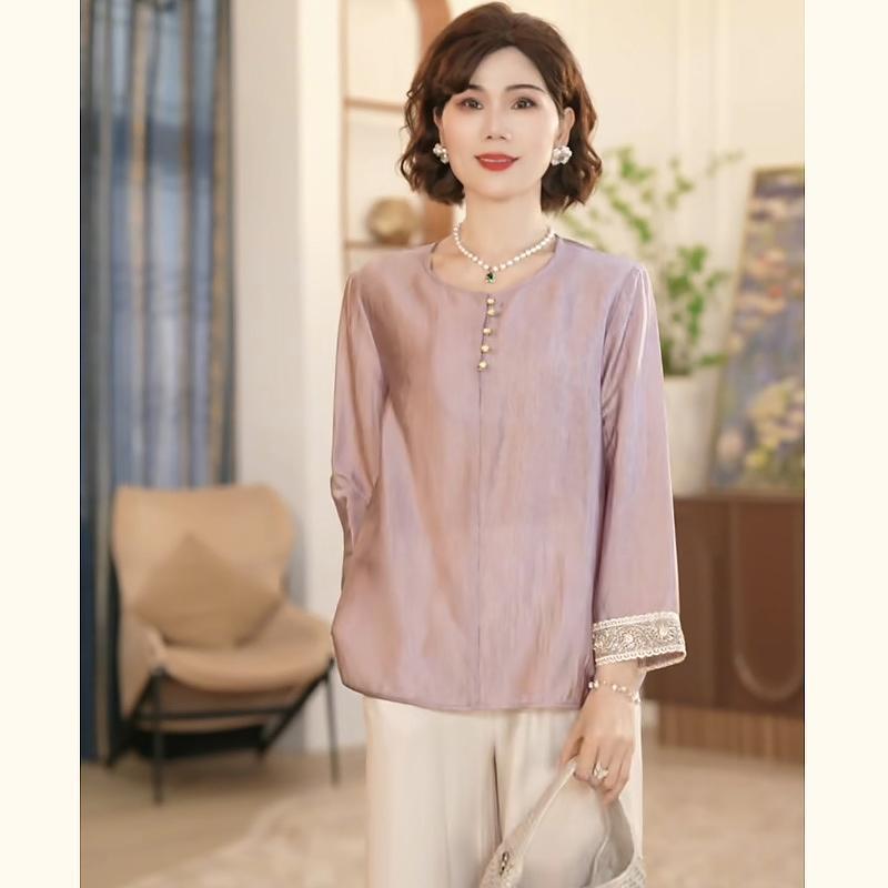 Tシャツ レディース 長袖 トップス 春夏 カットソー ゆったり 体型カバー ラウンドネック プルオーバー..