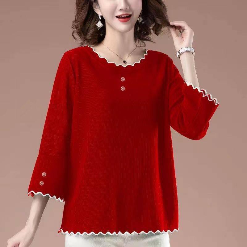 Tシャツ レディース 接触冷感 ゆったり 七分袖 チュニック カットソー ミセス ママ トップス 無地 ドレ..