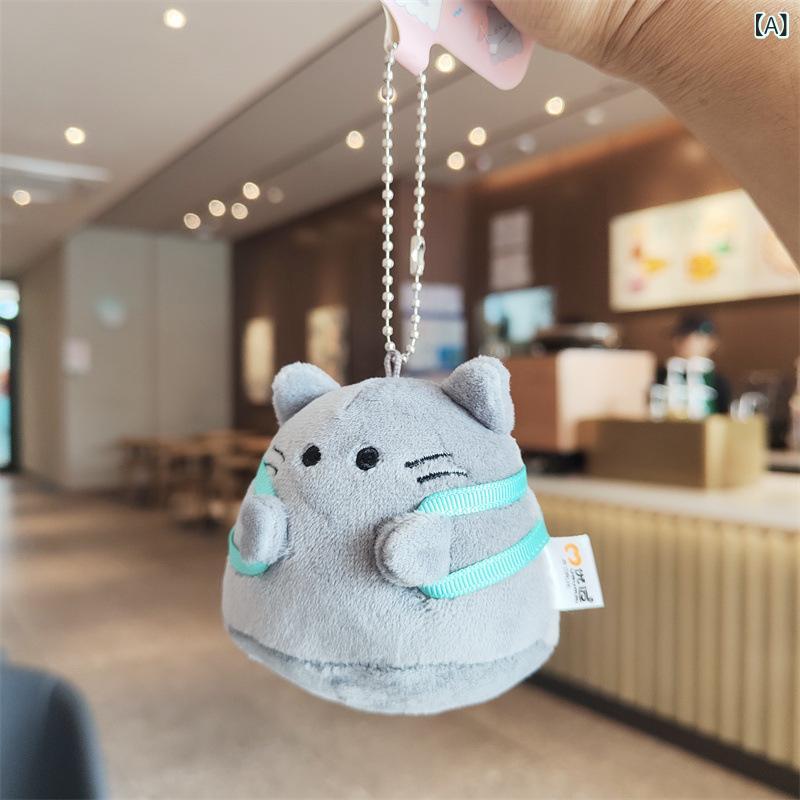 キーホルダー かわいい 猫 ネコ ぬいぐるみ マスコット バッグチャーム 人形 灰色 小猫 白 幽霊 ゴース..