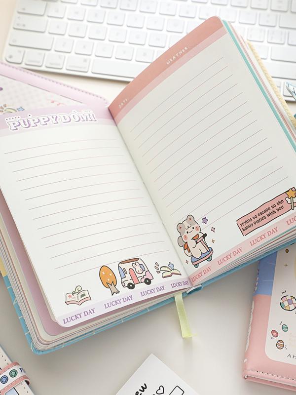 ノート レディース かわいい 犬柄 PUレザー カバー 日記帳 手帳 原木パルプ ビジネス オフィス