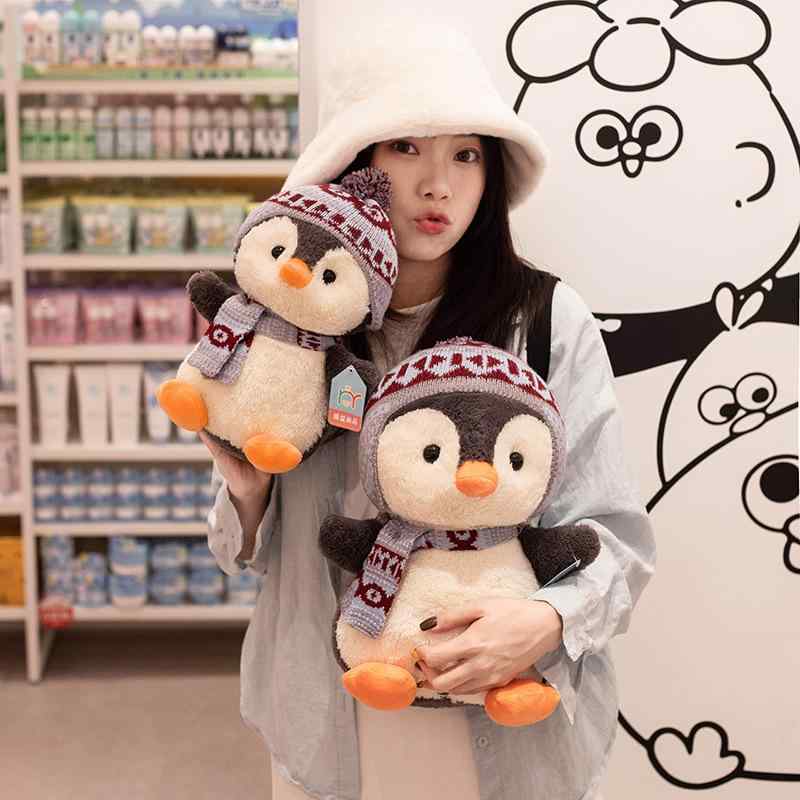 ぬいぐるみ ペンギン 帽子 マフラー付き かわいい 女の子 子供 ギフト PP綿