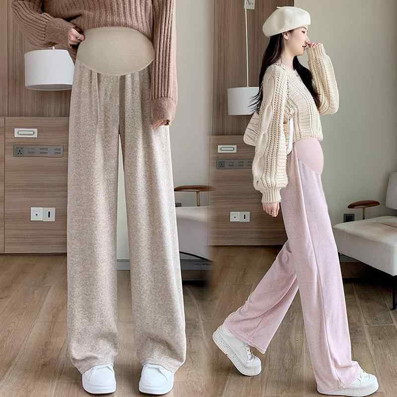マタニティパンツ 秋冬 加絨 レギンス 妊婦服 コットンブレンド ゆったり 休闲 ドローストリング ミル..