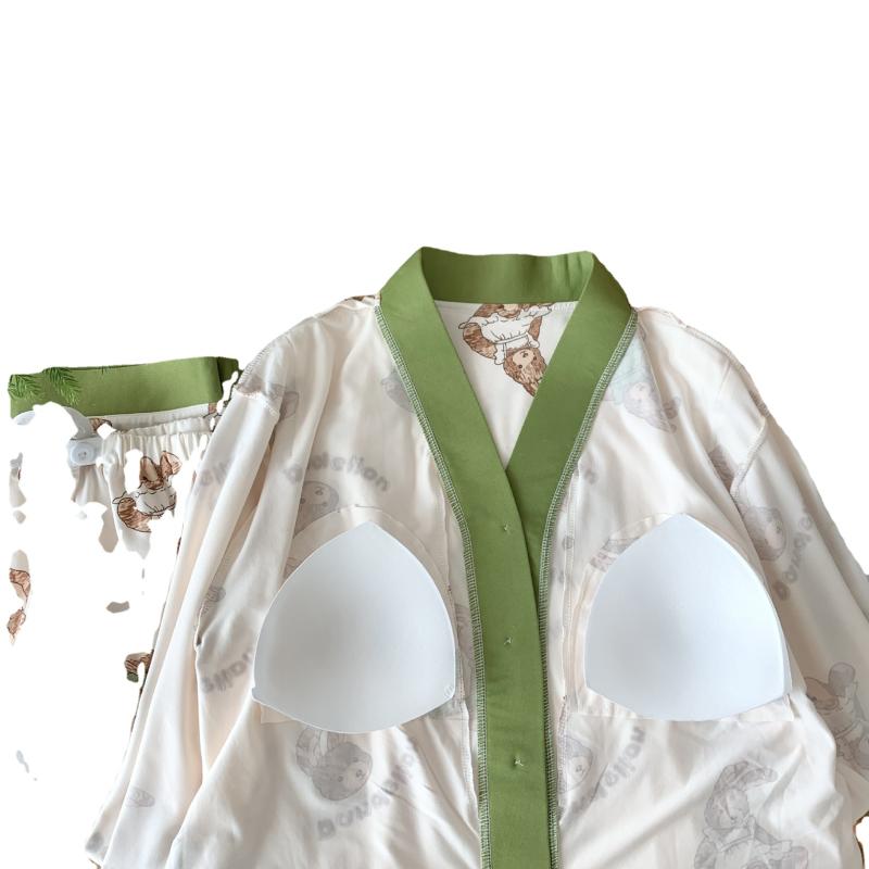 パジャマ レディース マタニティ 授乳服 春 薄手 Vネック 長袖 長ズボン 綿 取り外し可能 胸パッド付き..