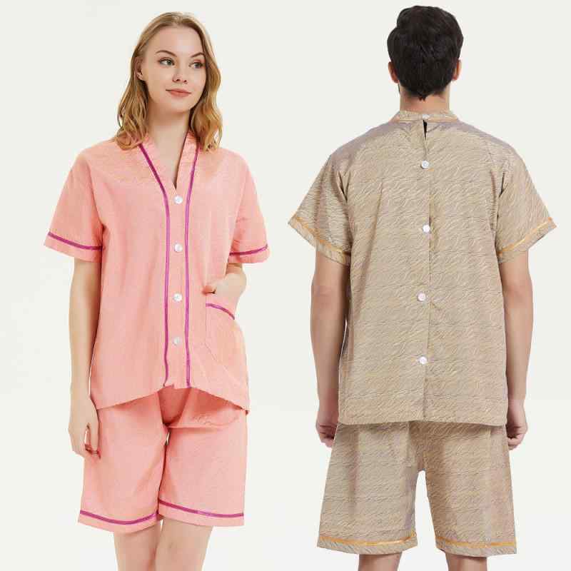 浴衣 レディース メンズ エステ サウナ マッサージ 鍼灸 背面開き リラックスウェア 綿混紡 パジャマ ..