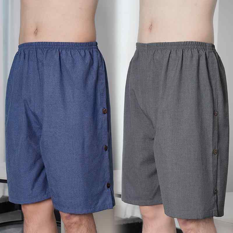 パンツ 男性用 短パン リネンブレンド サウナパンツ マッサージ オイルマッサージ エステ 側面ボタン ..