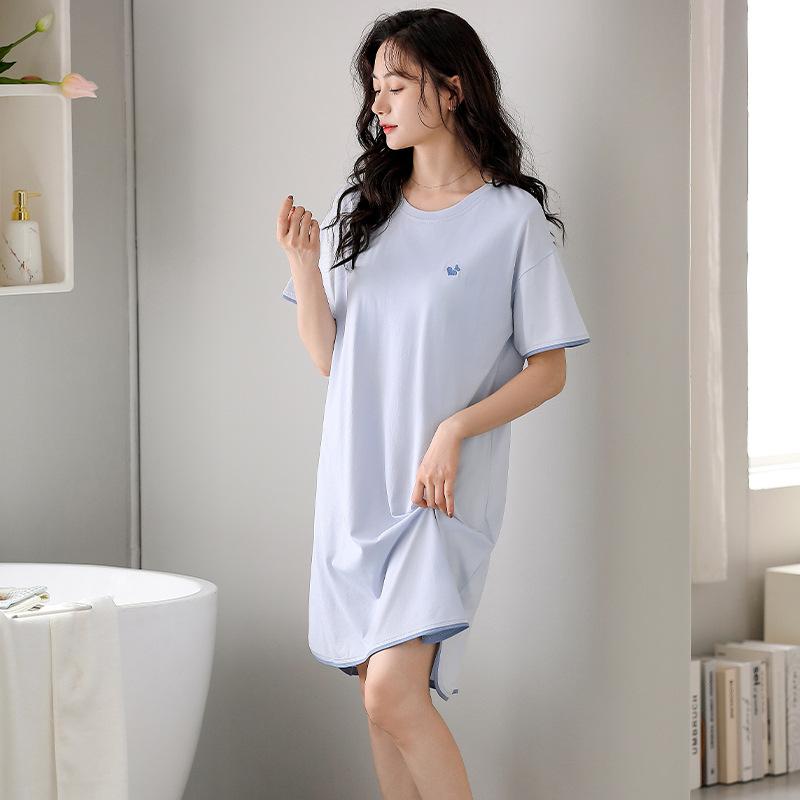 ワンピース レディース 夏 半袖 モダール 接触冷感 膝丈 大きいサイズ ゆったり ルームウェア 部屋着 ..