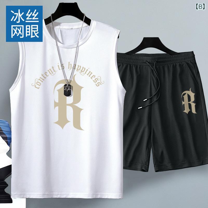 セットアップ メンズ 男性用 ノースリーブ タンクトップ ハーフパンツ 5分丈パンツ 接触冷感 涼しい 薄手 部屋着 ルームウェア スポーティー カジュアル 春夏 ブラック ホワイト グレー グリーン