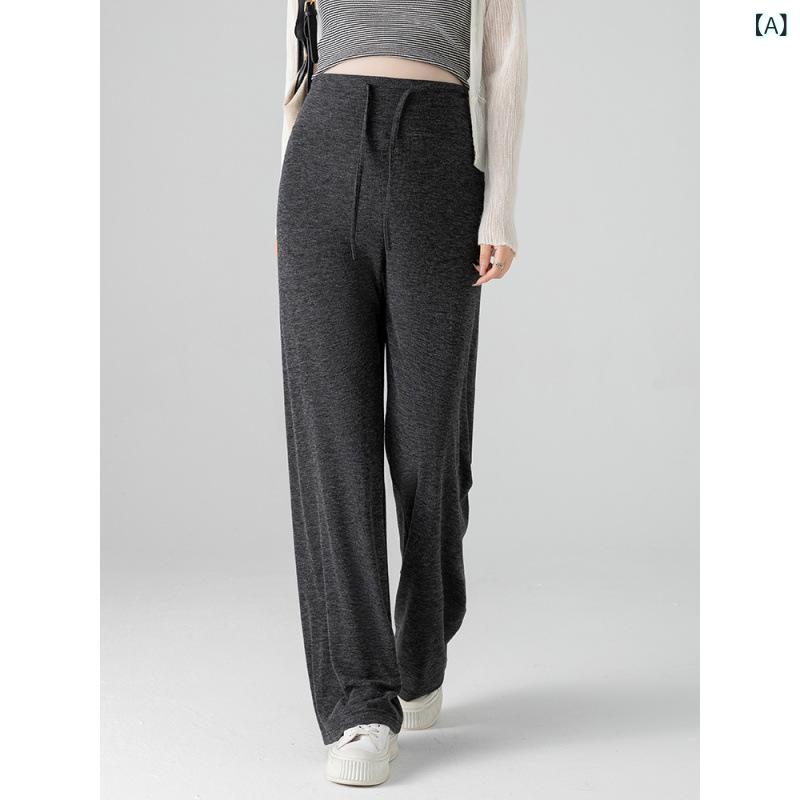 マタニティパンツ 春夏 妊婦服 ワイドレッグパンツ 混紡 伸縮性 通気性 深灰色 ブラック オートミール ..