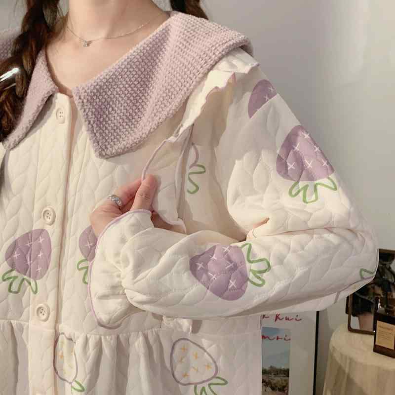 マタニティウェア 秋冬 授乳口付き ワンピース 産後 パジャマ ルームウェア 厚手 妊婦 部屋着 かわいい..