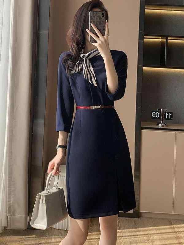 ワンピース レディース 春夏 半袖 膝丈 エレガント 上品 きれいめ 清楚 Aライン パーティー お呼ばれ ..