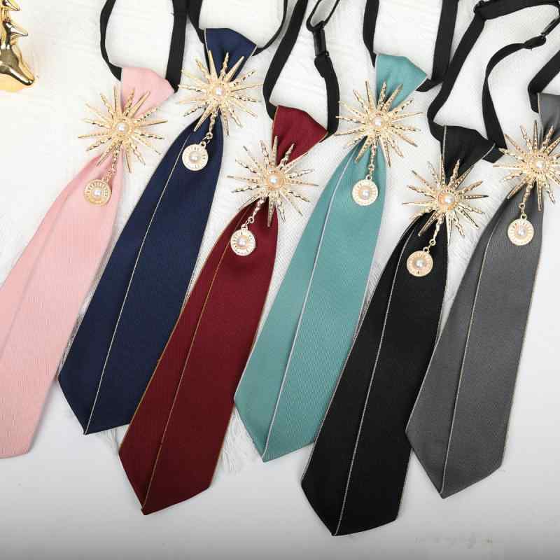 ネクタイ レディース メンズ ステージ 衣装 太陽モチーフ ジルコニア 飾り付き 職業 フォーマル 舞台 演出 無地 制服 ファッション おしゃれ 酒赤 紺 黒 灰色 緑 ピンク系