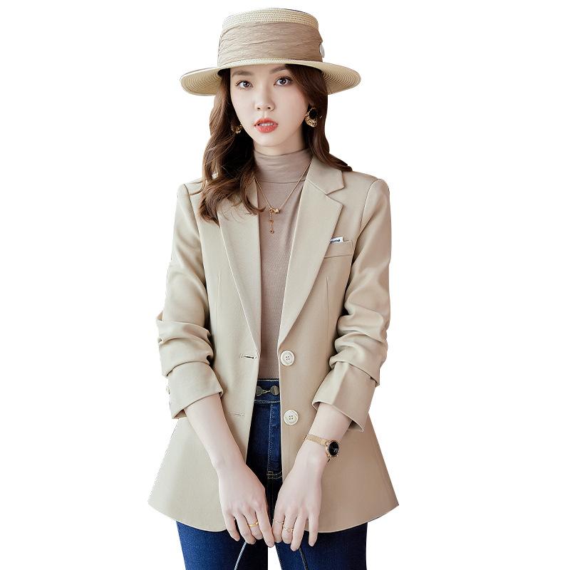 ジャケット レディース 長袖 テーラード フォーマル オフィス 通勤 アウター ポリエステル 無地 カーキ..