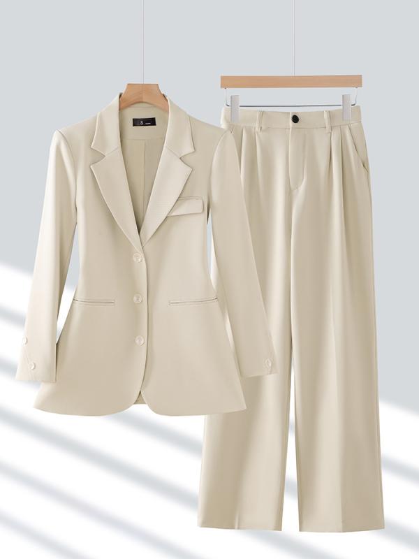 スーツ レディース 米白色 オフィス フォーマル 春秋 ポリエステル テーラード ジャケット パンツ 上下 セットアップ ビジネス 通勤 きれいめ エレガント