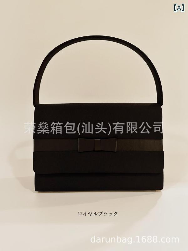 ブラック フォーマルバッグ ハンドバッグ ポリエステル レース パーティー 葬式 宴会 小さめ 横型 フラ..